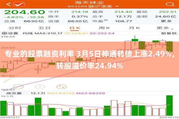 专业的股票融资利率 3月5日神通转债上涨2.49%，转股溢价率24.94%