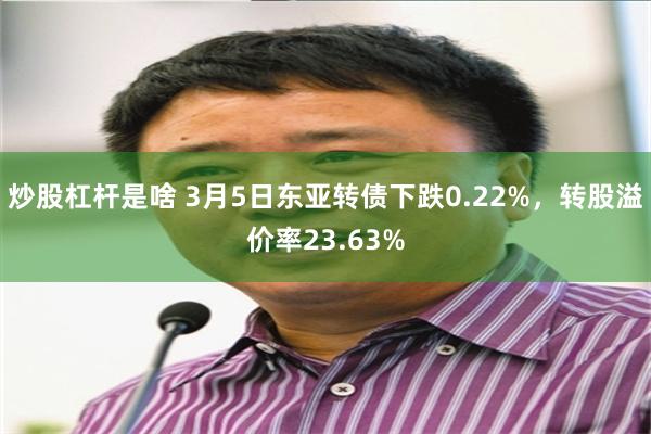 炒股杠杆是啥 3月5日东亚转债下跌0.22%，转股溢价率23.63%