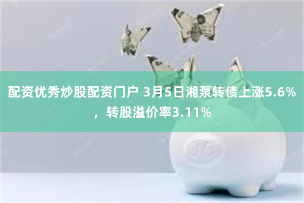 配资优秀炒股配资门户 3月5日湘泵转债上涨5.6%，转股溢价率3.11%