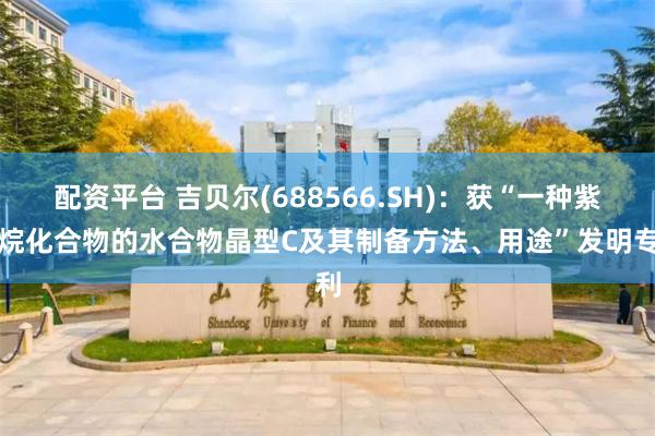配资平台 吉贝尔(688566.SH)：获“一种紫杉烷化合物的水合物晶型C及其制备方法、用途”发明专利