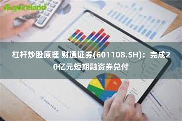 杠杆炒股原理 财通证券(601108.SH)：完成20亿元短期融资券兑付
