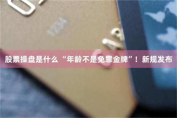 股票操盘是什么 “年龄不是免罪金牌”！新规发布