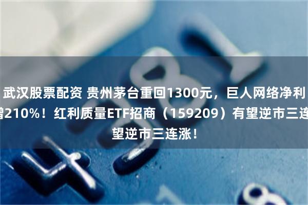武汉股票配资 贵州茅台重回1300元，巨人网络净利暴增210%！红利质量ETF招商（159209）有望逆市三连涨！