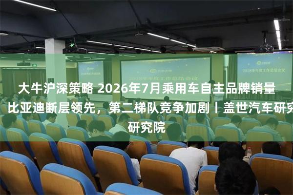 大牛沪深策略 2026年7月乘用车自主品牌销量榜：比亚迪断层领先，第二梯队竞争加剧丨盖世汽车研究院