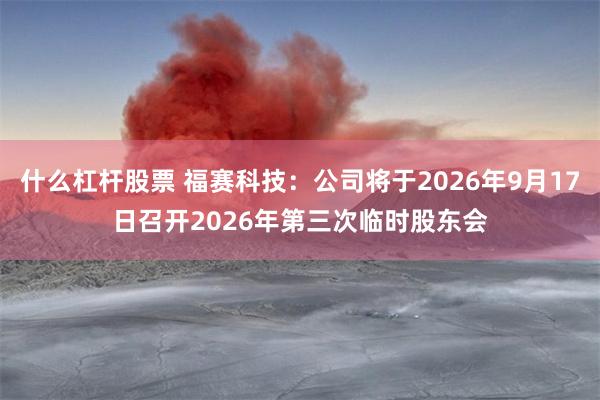 什么杠杆股票 福赛科技：公司将于2026年9月17日召开2026年第三次临时股东会