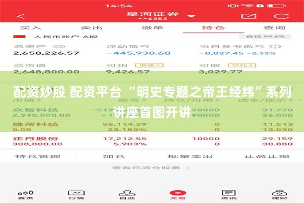 配资炒股 配资平台 “明史专题之帝王经纬”系列讲座首图开讲