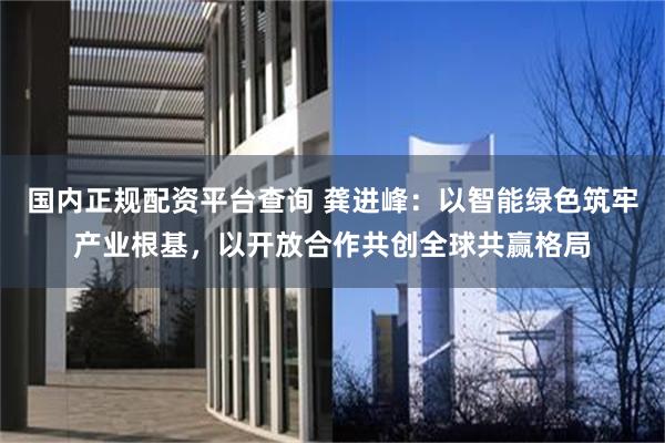 国内正规配资平台查询 龚进峰：以智能绿色筑牢产业根基，以开放合作共创全球共赢格局