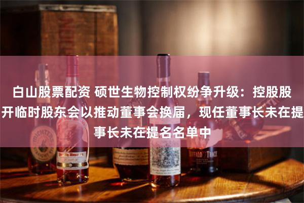 白山股票配资 硕世生物控制权纷争升级:控股股东提请召开临时股东会以推动董事会换届,现任董事长未在提名名单中