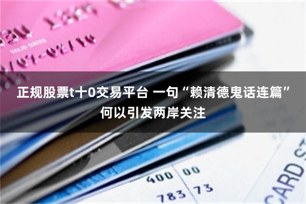 正规股票t十0交易平台 一句“赖清德鬼话连篇”何以引发两岸关注